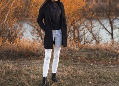 Stylizacja: płaszcz i sweter z warkoczowym splotem -  Ada Zet